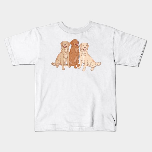 Colored Golden Retriever Trio Kids T-Shirt by Csieben